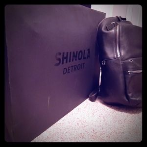 Black Leather Shinola Backpack